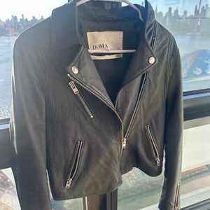 Doma Washed Leather Jacket Size M - Black